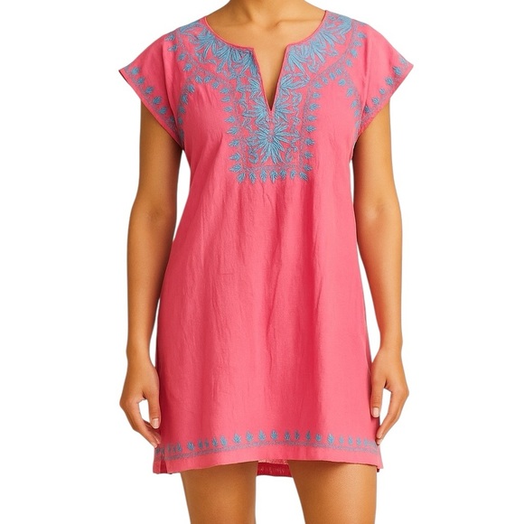 Madison Mathews Pink Embroidered Mini Dress - Picture 1 of 8